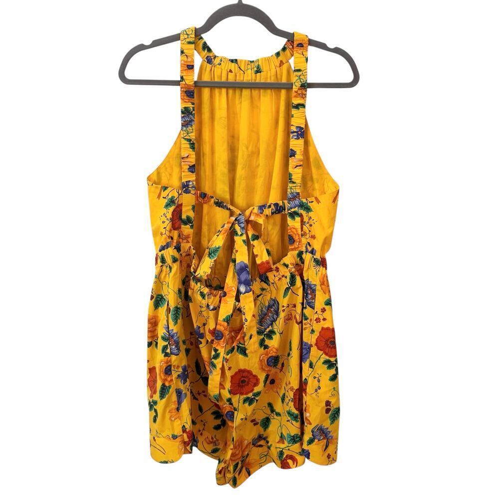 NWT Cara Cara Columba Floral Print Cotton Poplin Playsuit Jumper Yellow Sz XL - Picture 8 of 12